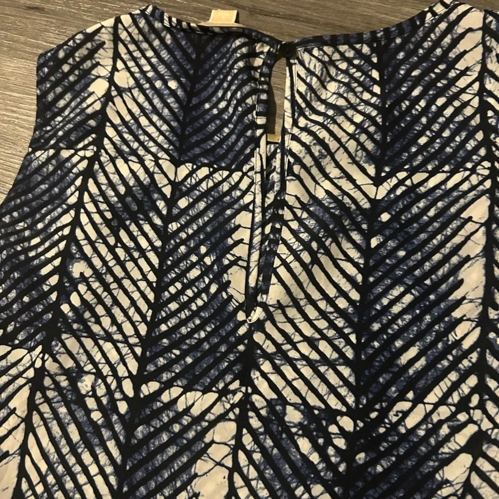 Michael Kors Navy and White Geometric Blouse